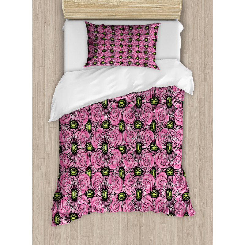 Roses and Gerbera Duvet Cover Set