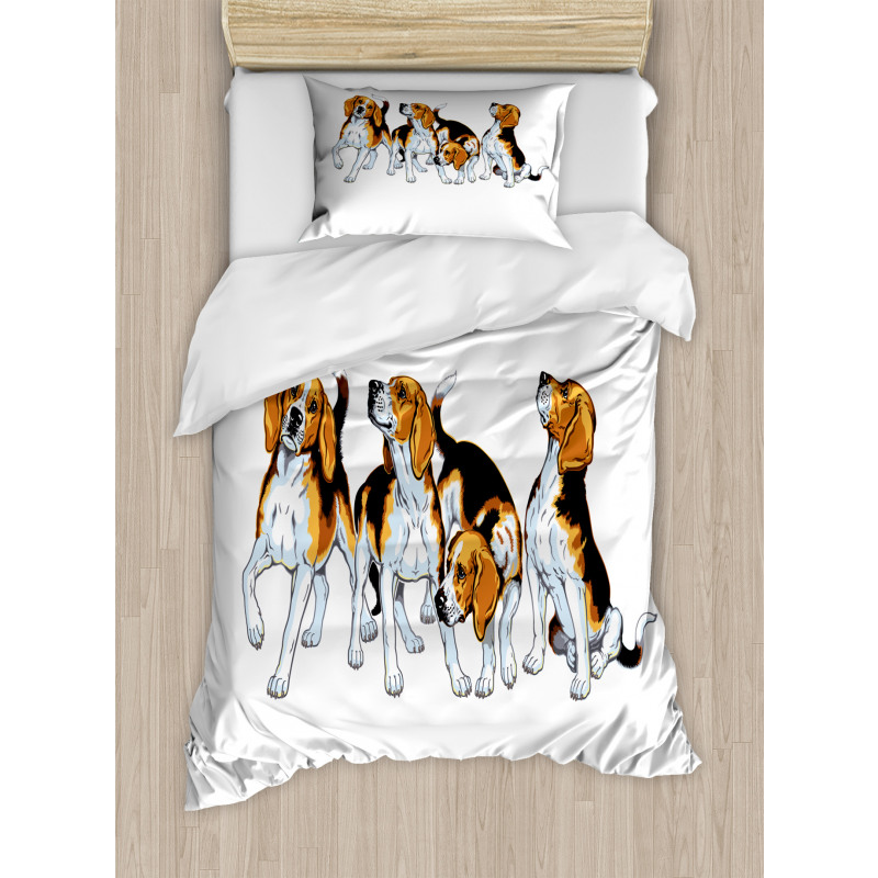 4 Beagle Hounds Play Duvet Cover Set