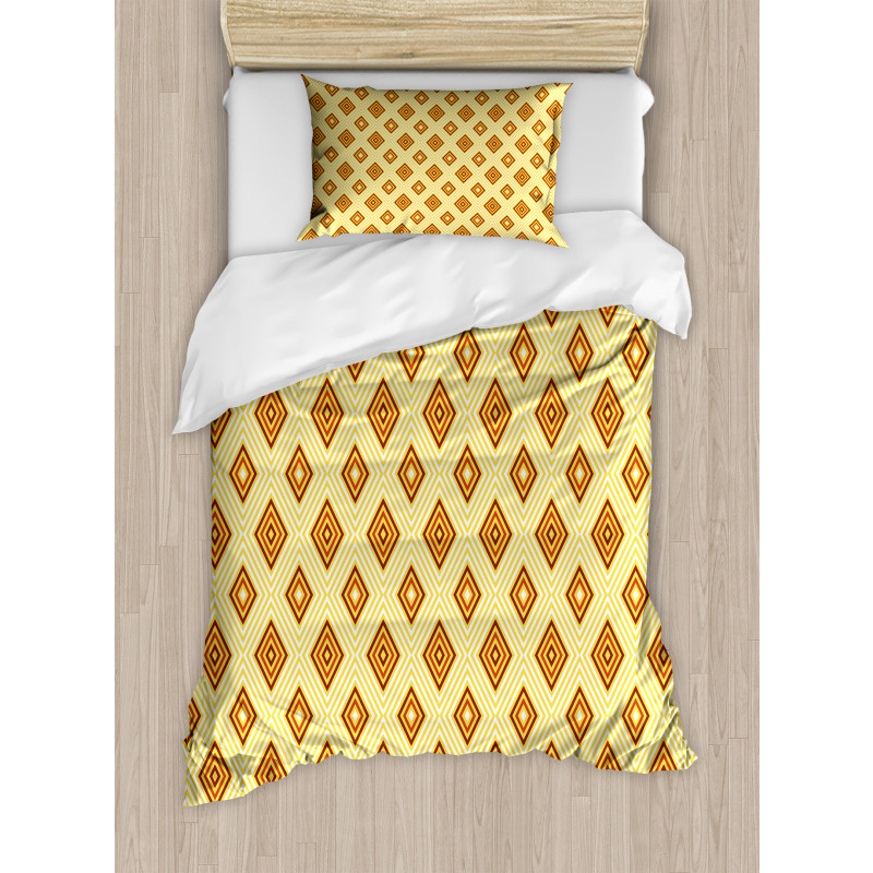 Old Fashioned Rhombus Duvet Cover Set