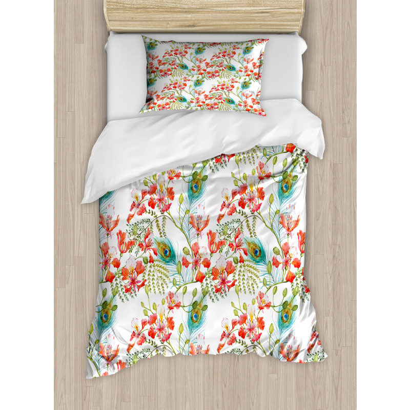 Peacock Feather Petunia Duvet Cover Set