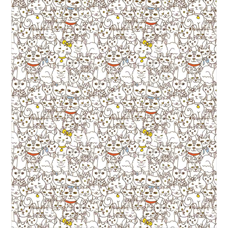 Funny Cat Family Doodle Duvet Cover Set