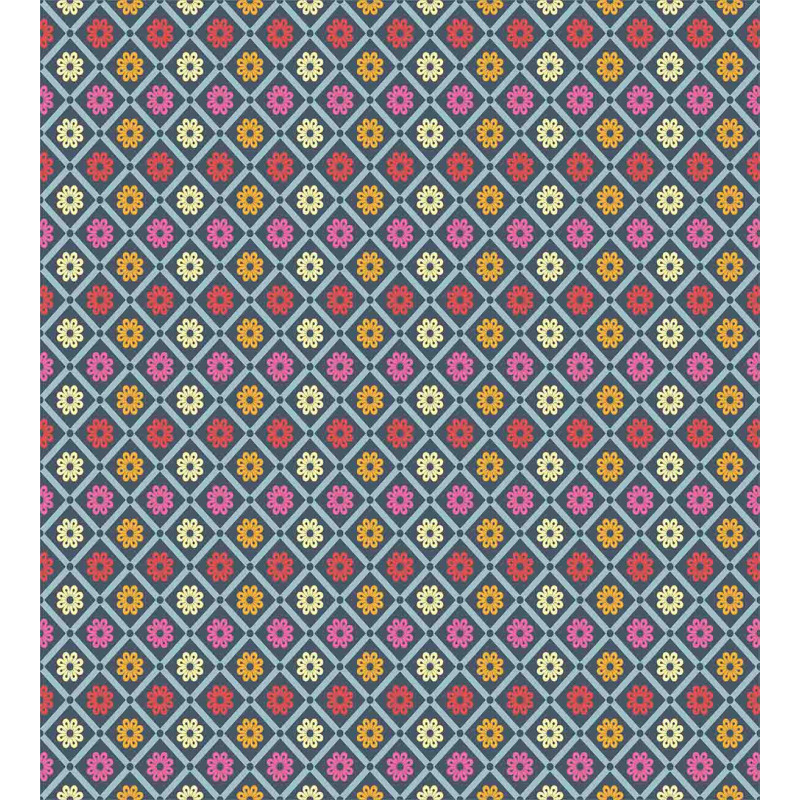 Checkered Floral Retro Duvet Cover Set