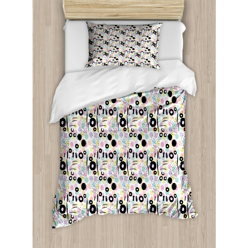 Colorful Dots Scribbles Duvet Cover Set