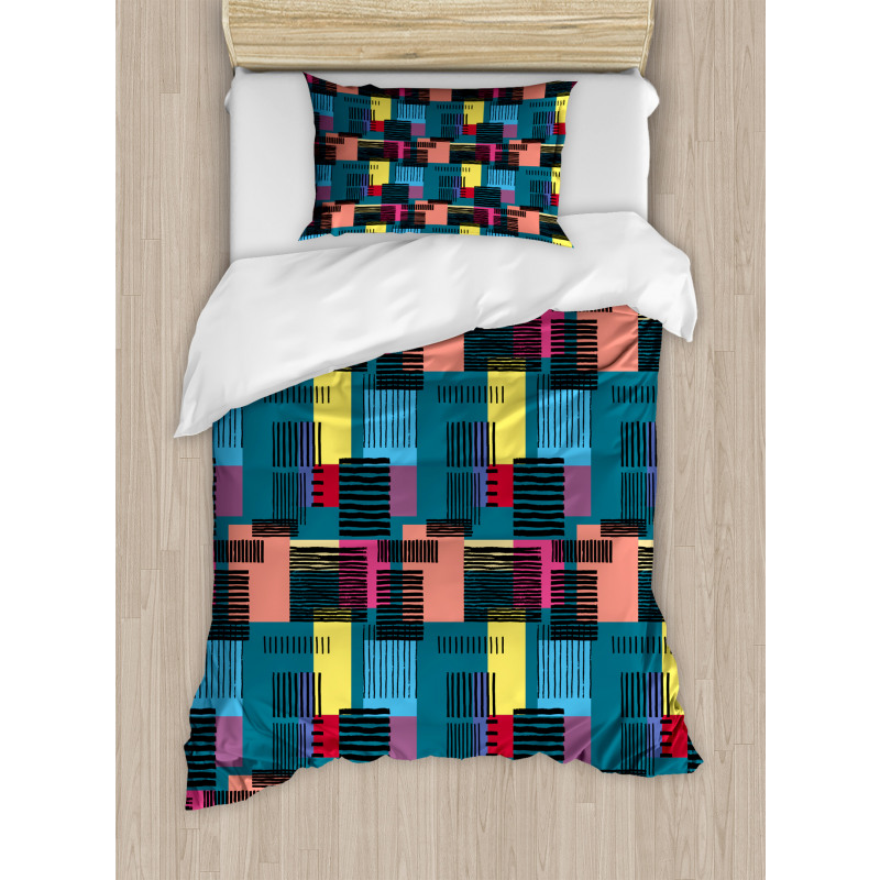 Vintage Geometric Shapes Duvet Cover Set