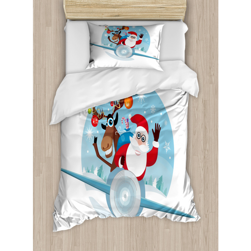 Reindeer and Santa Duvet Cover Set