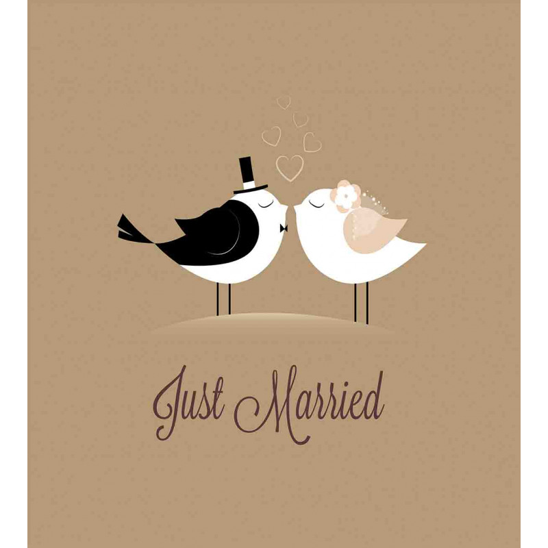 Just Married Birds Kiss Duvet Cover Set