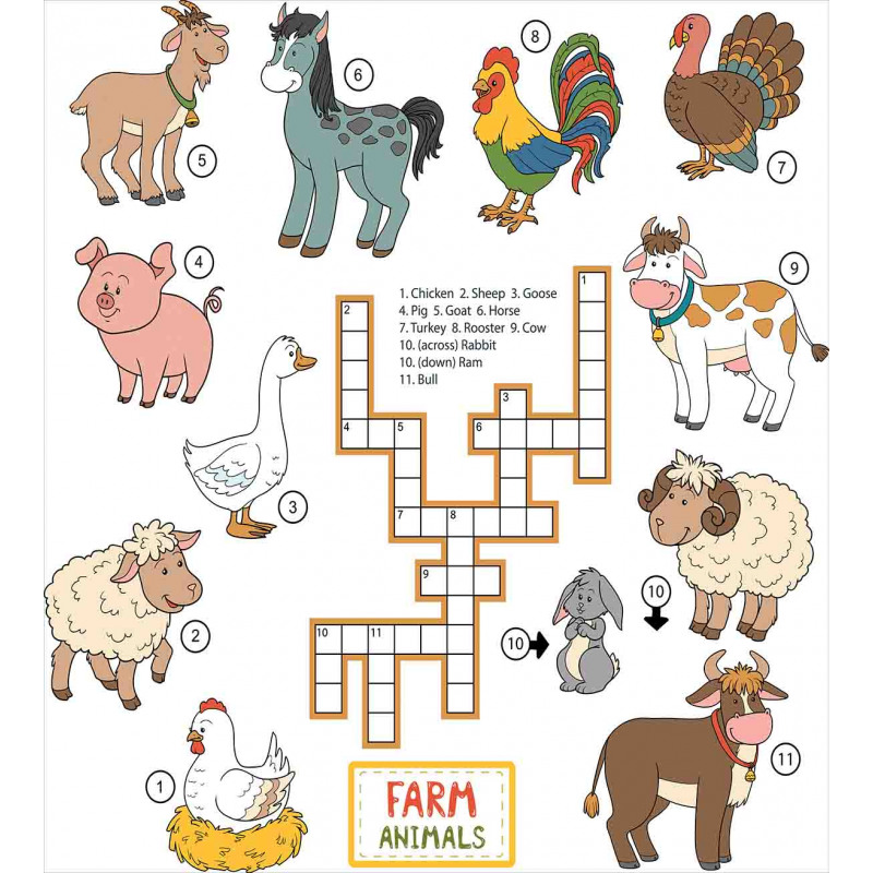 Crossword Farm Animal Duvet Cover Set