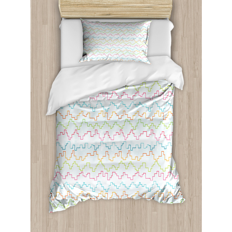 Pixel Zigzag Waves Duvet Cover Set