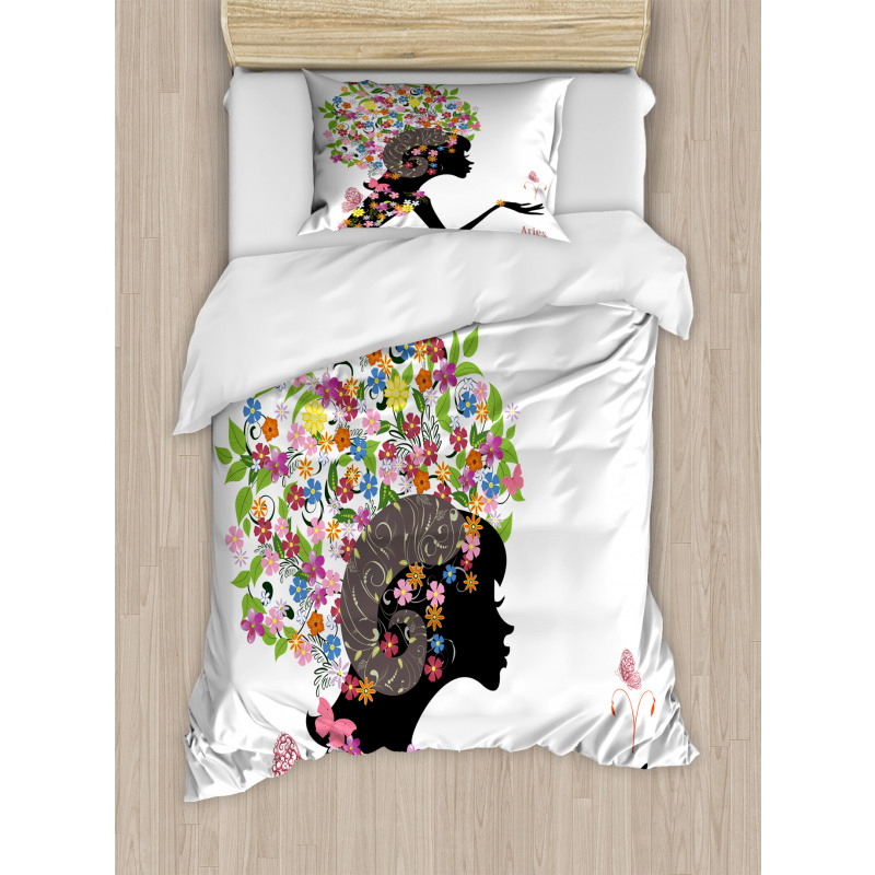 Girl with Flowers Duvet Cover Set