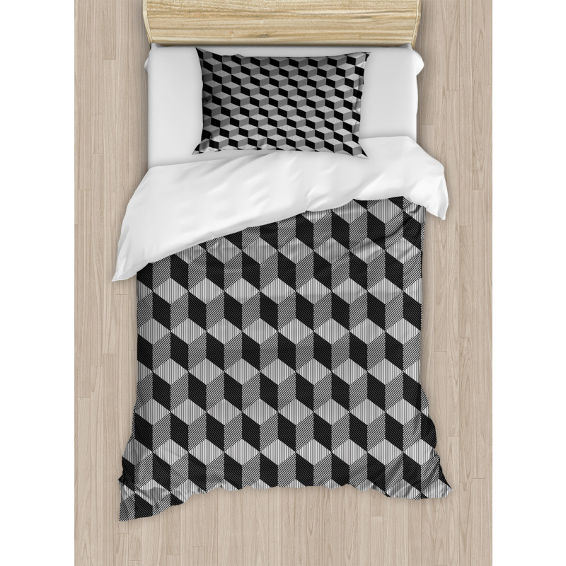 Monochrome Cube Duvet Cover Set