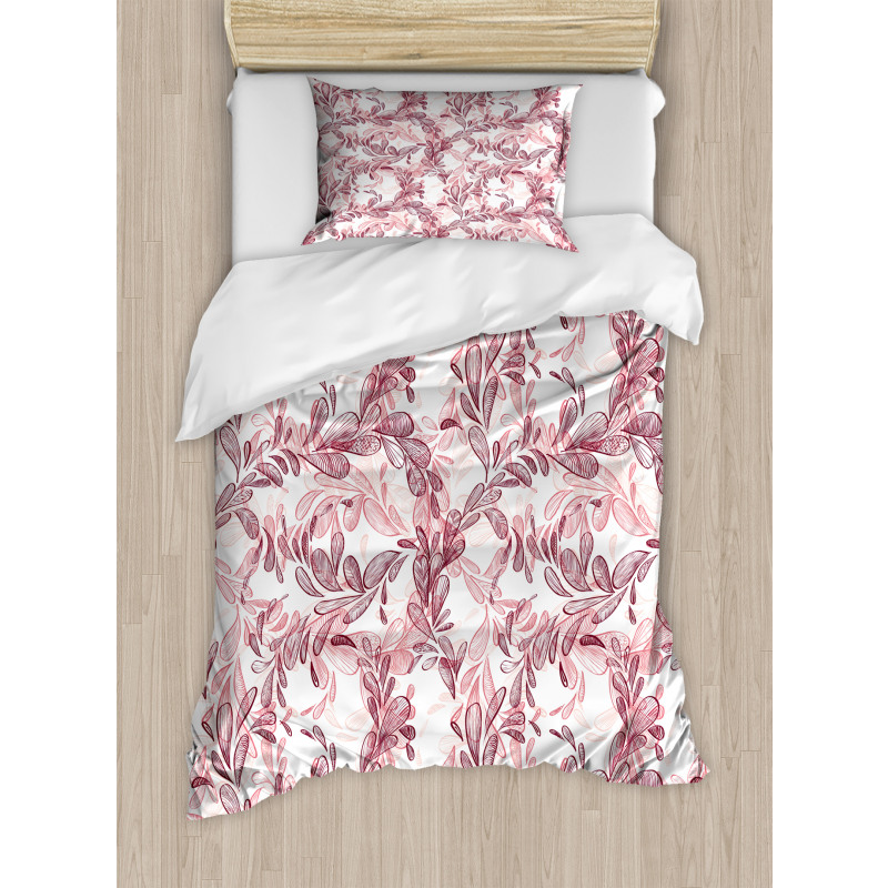 Sketchy Leaves Petals Duvet Cover Set