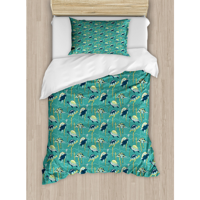 Ocean and Colorful Animals Duvet Cover Set