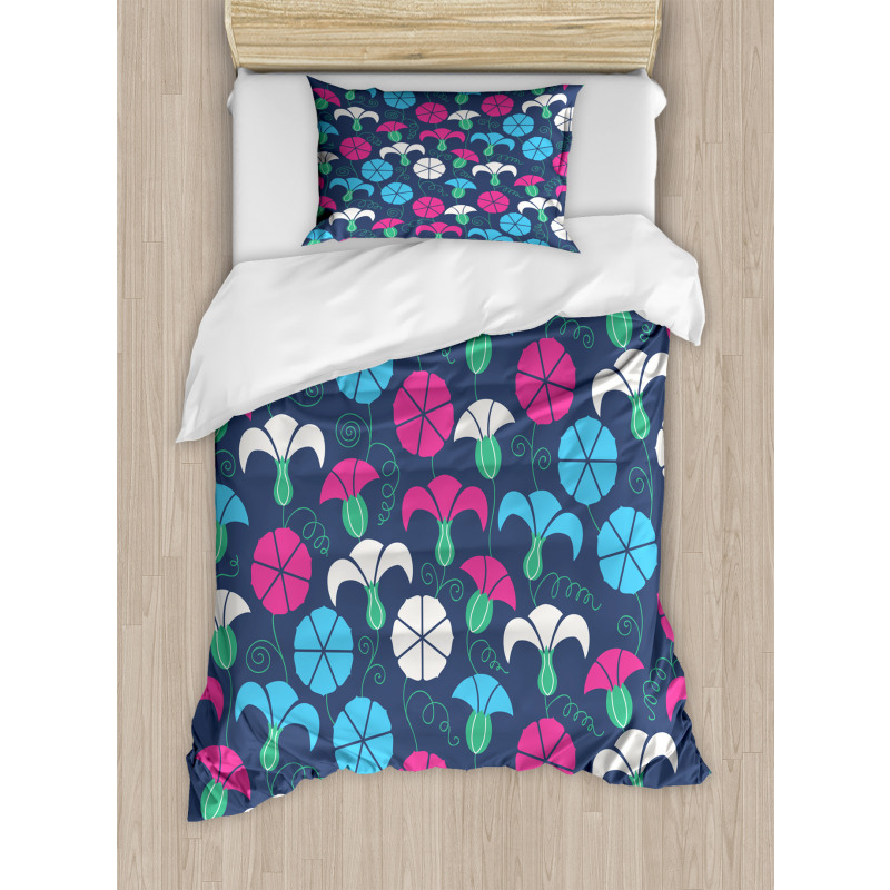 Colorful Bindweed Motif Duvet Cover Set