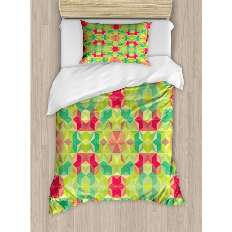 Mosaic Cubes Hexagon Duvet Cover Set