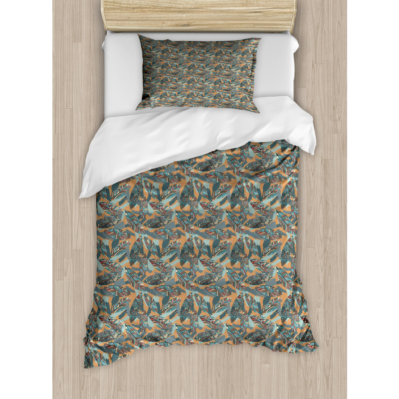 Leaves with Paintbrush Duvet Cover Set