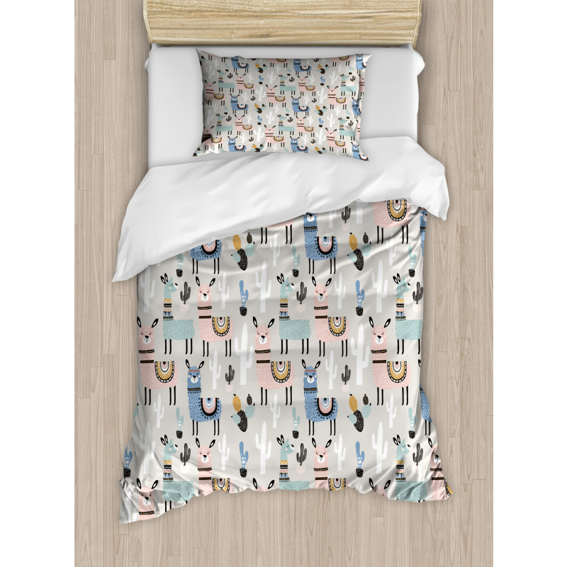 Llama Cartoon Kids Art Duvet Cover Set