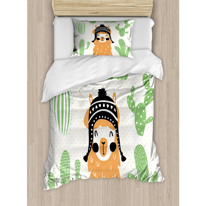 Llama in Hat Smiling Duvet Cover Set