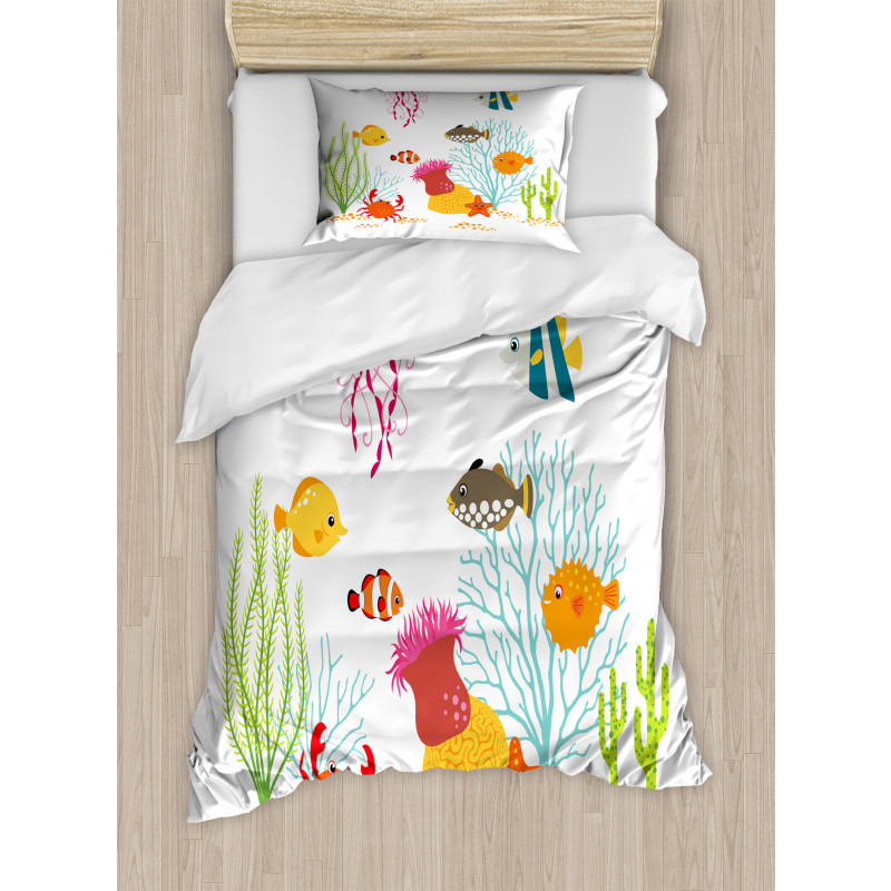 Cartoon Underwater Coral Duvet Cover Set