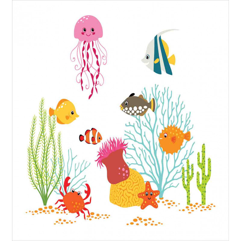 Cartoon Underwater Coral Duvet Cover Set