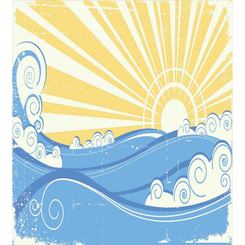 Vintage Waves with Sun Duvet Cover Set