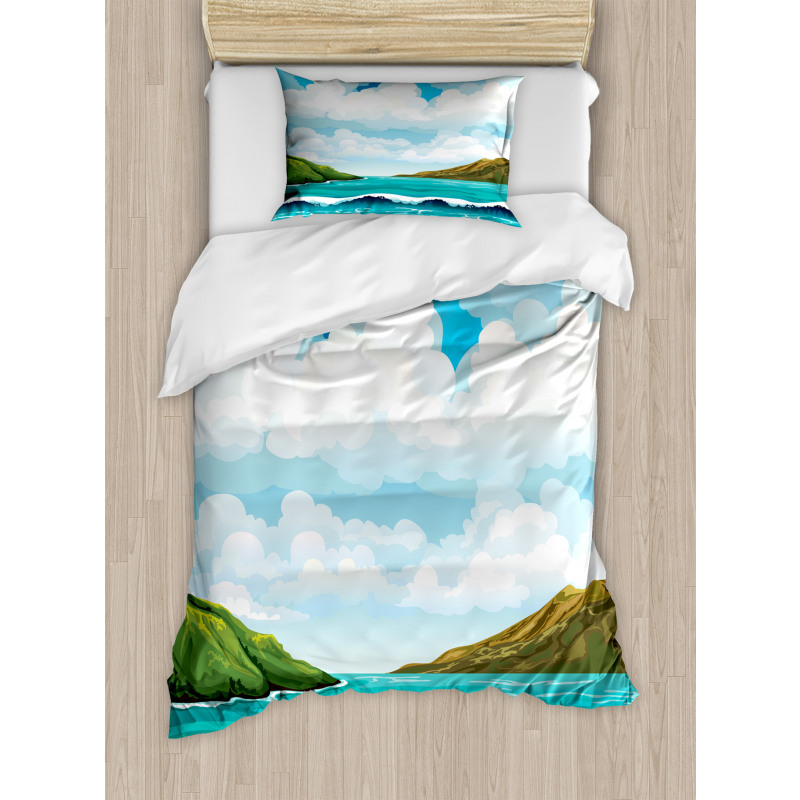 Waves Islands Blue Sky Duvet Cover Set