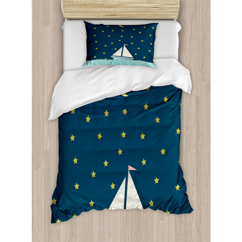 Sailing Boat Night Sky Duvet Cover Set