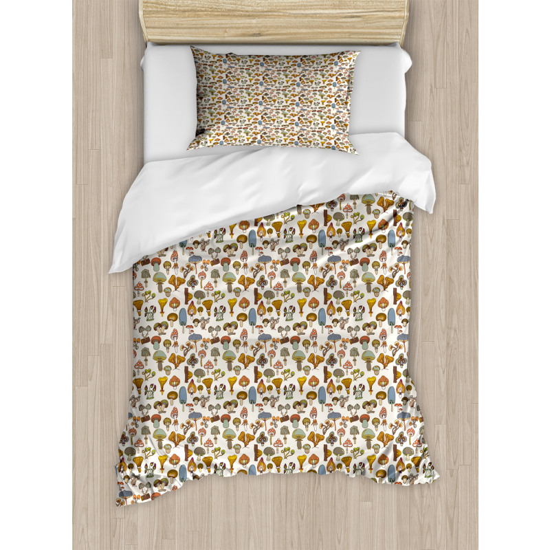 Cartoon Fungi Pattern Duvet Cover Set