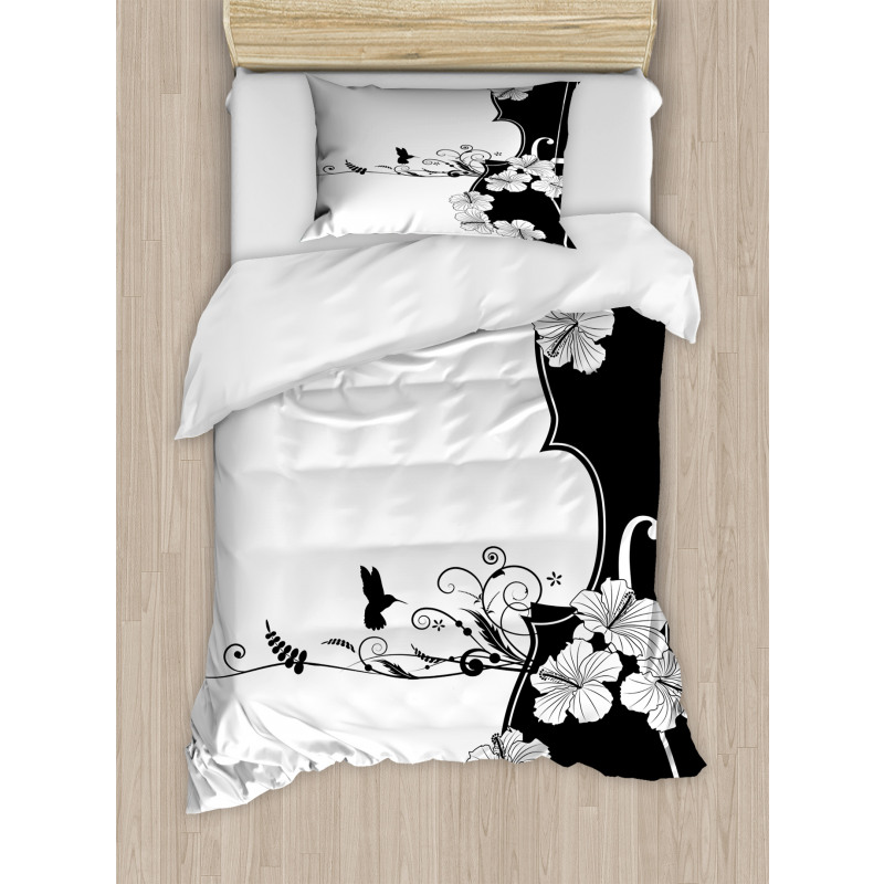 Bird Lily Petals Duvet Cover Set