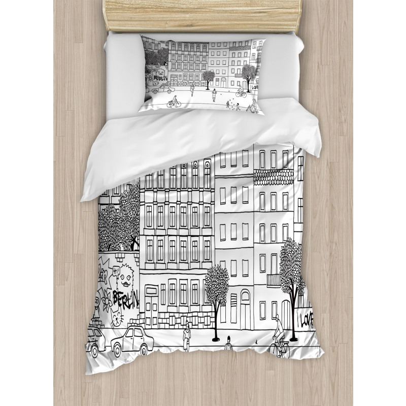 Monochrome Berlin Square Duvet Cover Set