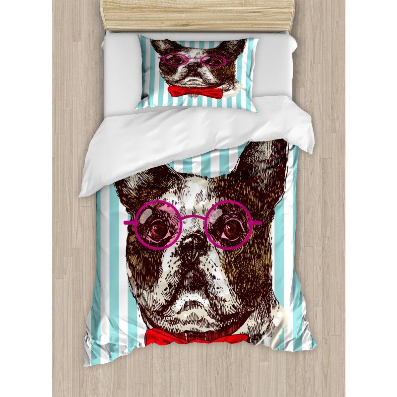 Pop Art Bulldog Sketch Duvet Cover Set
