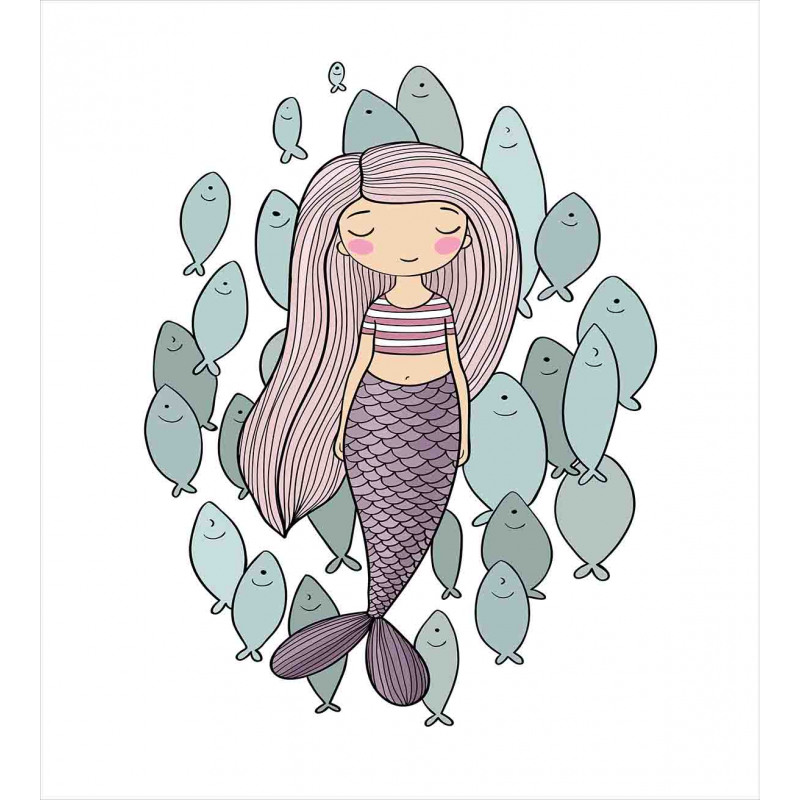 Cartoon Girl with Fish Duvet Cover Set