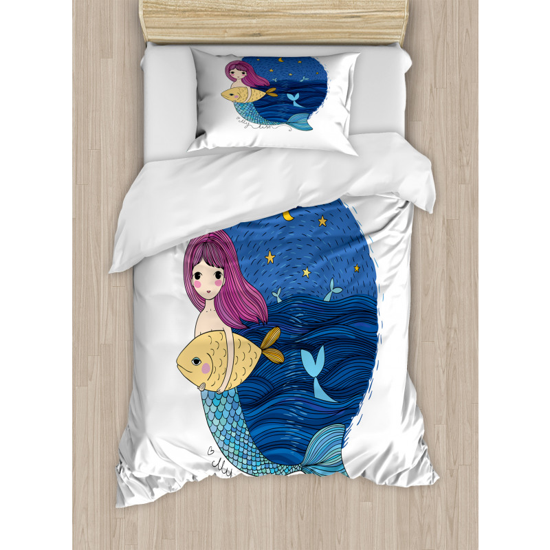 Mermaid Fish Night Sea Duvet Cover Set