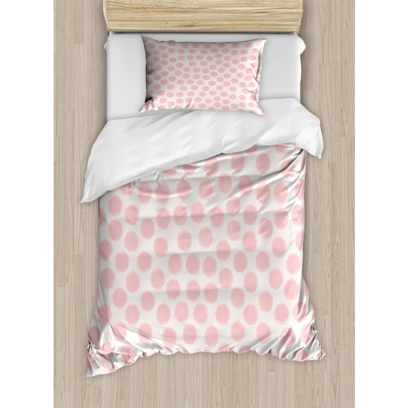 Hand Drawn Dots in Pink Duvet Cover Set