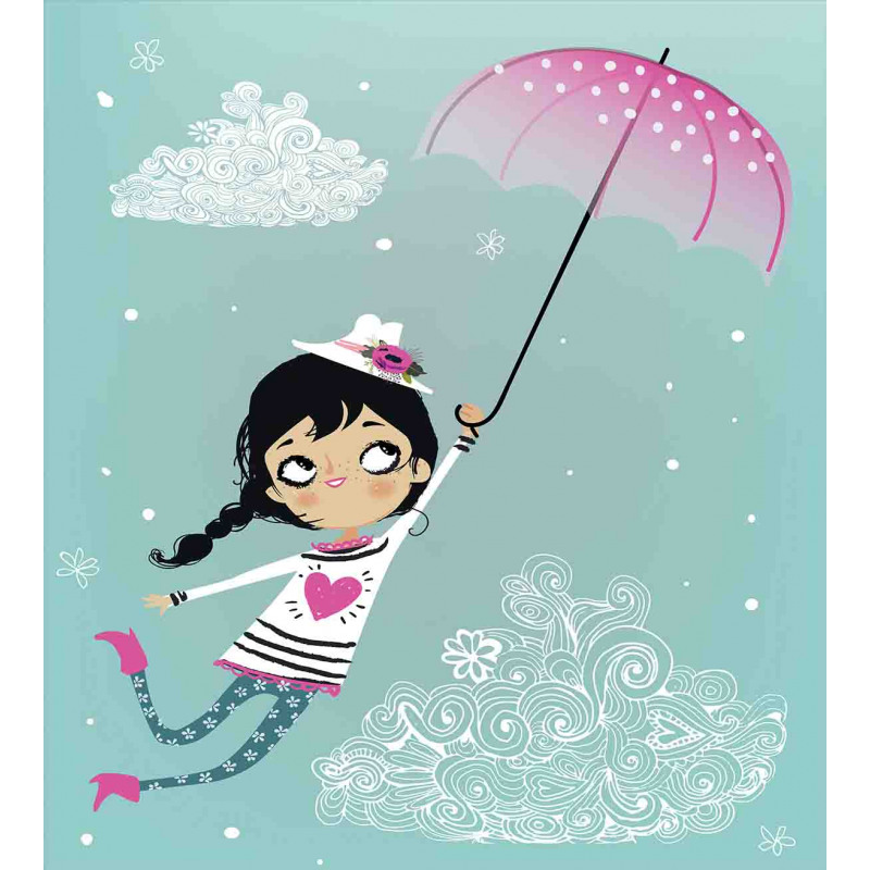 Girl with Pink Umbrella Duvet Cover Set
