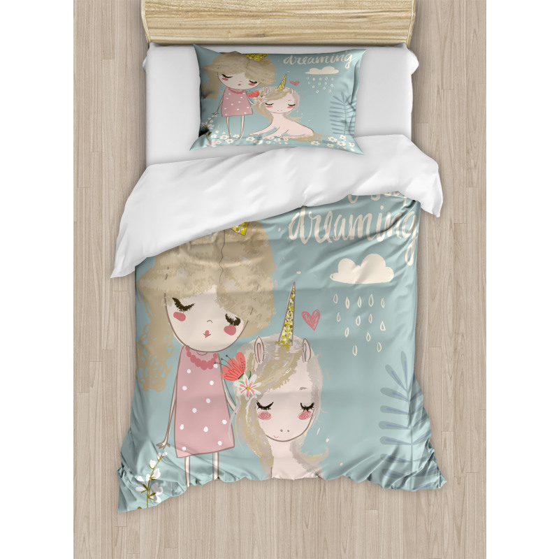 Princess Girl Unicorn Duvet Cover Set