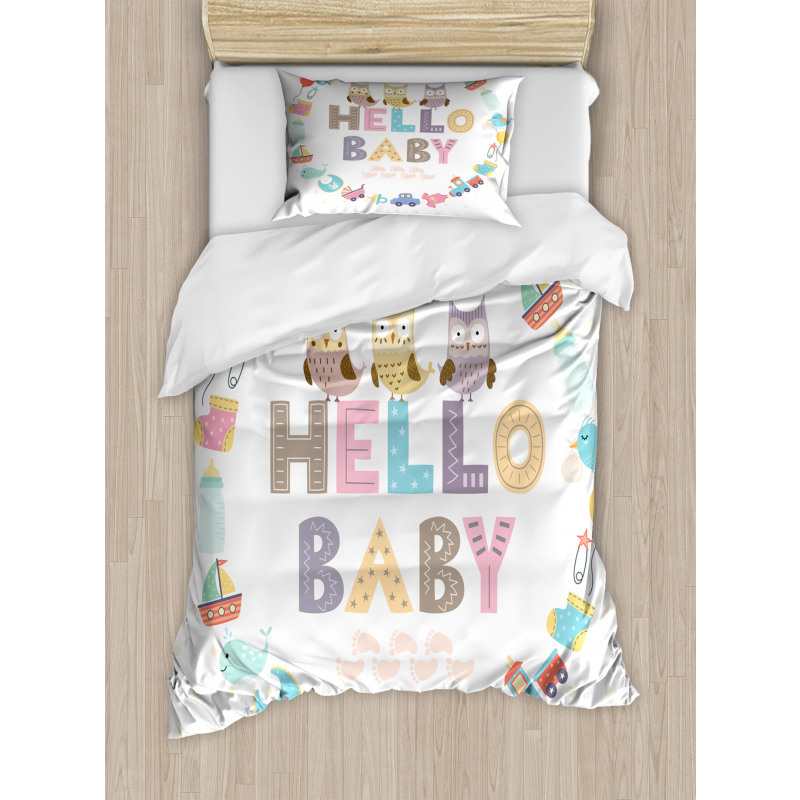 Hello Baby Owls Duvet Cover Set