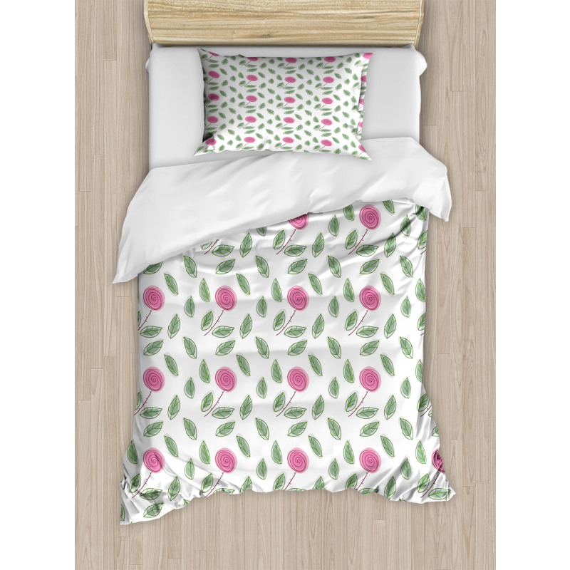 Modern Style Pink Blossoms Duvet Cover Set