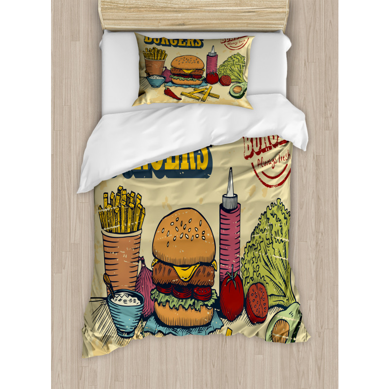 Burger Ingredients Duvet Cover Set