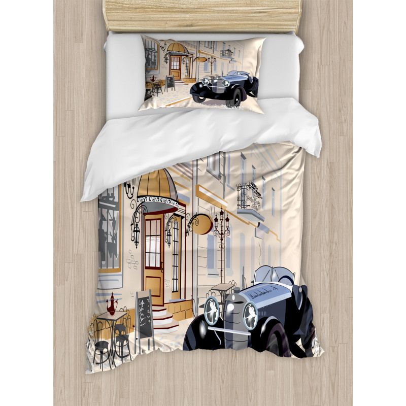 Old School Car Cafe Duvet Cover Set