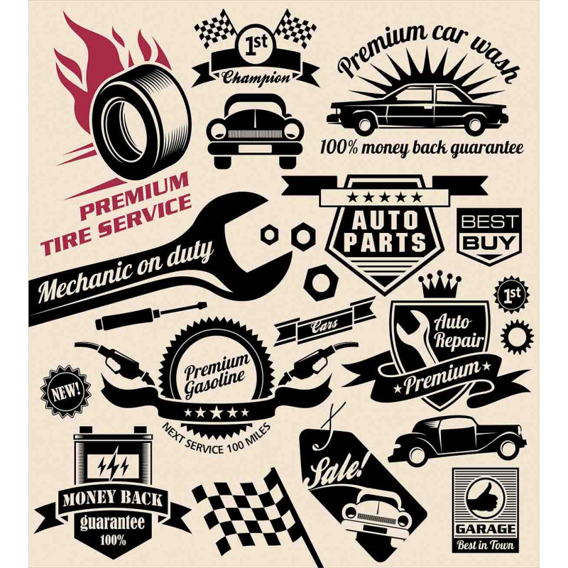 Car Repair Shop Logos Duvet Cover Set