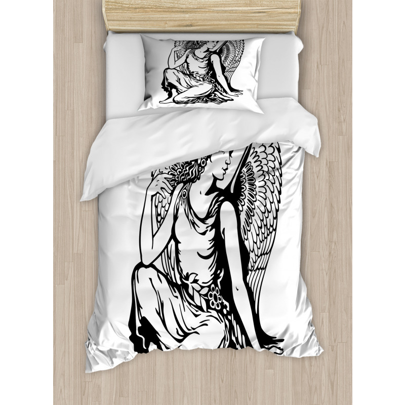 Young Angel Tattoo Duvet Cover Set