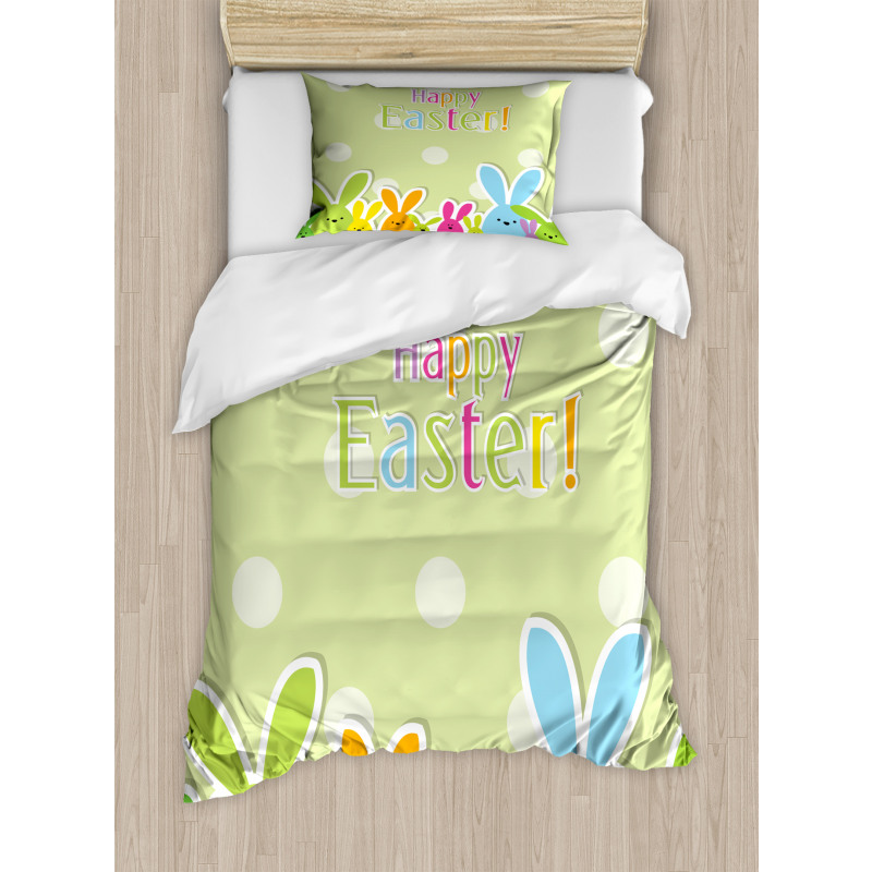 Colorful Cartoon Bunnies Duvet Cover Set