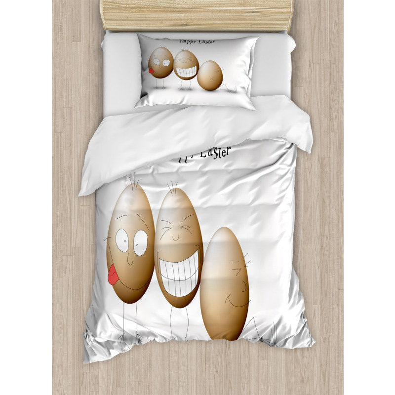 Funny Doodle Style Eggs Duvet Cover Set