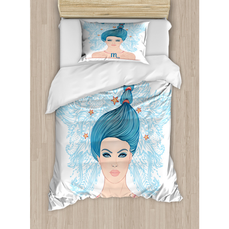 Lady Blue Hair Duvet Cover Set