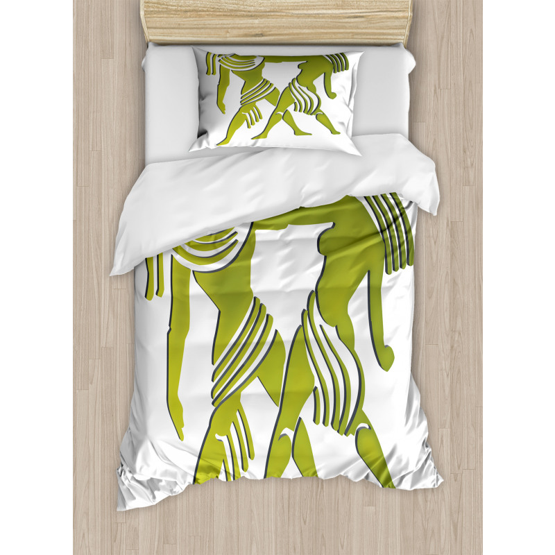 Green Twins Art Duvet Cover Set