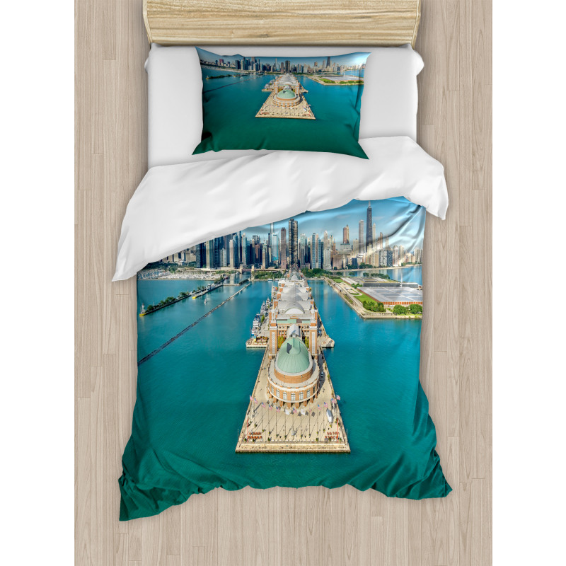 Navy Pier City Duvet Cover Set