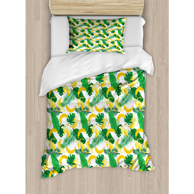 Cartoon Banana Leaves Duvet Cover Set