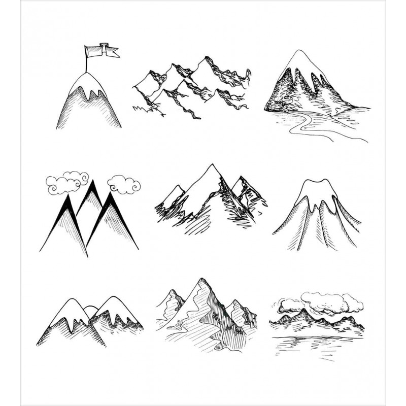 Snowy Peaks Doodle Duvet Cover Set