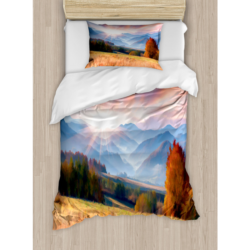 Colorful Fall Scene Duvet Cover Set