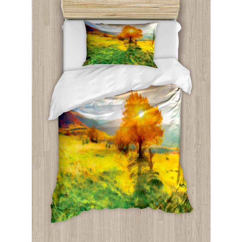 Fall Season Mountains Duvet Cover Set